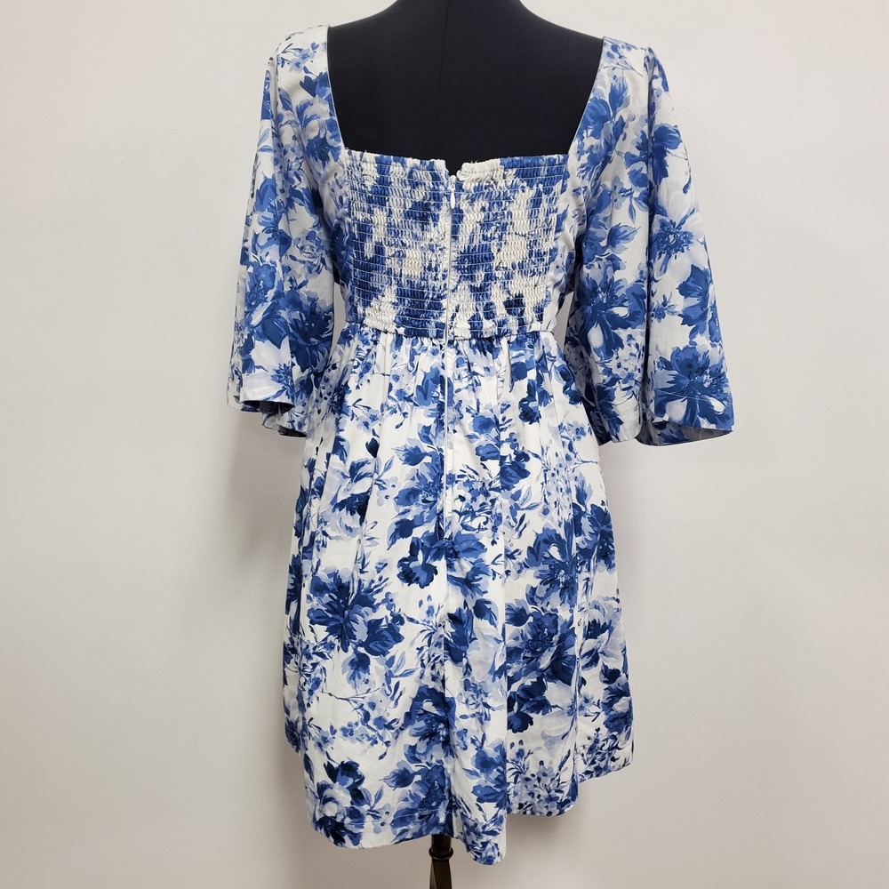 Abercrombie & Fitch Womens Emerson Puff Sleeve Mini Dress Size M Blue‎ Floral - Picture 3 of 13